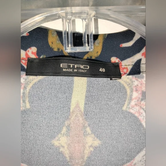 Etro (Size 48) Multicolor Jacquard Patterned LS Button Down Front Pocket Jacket